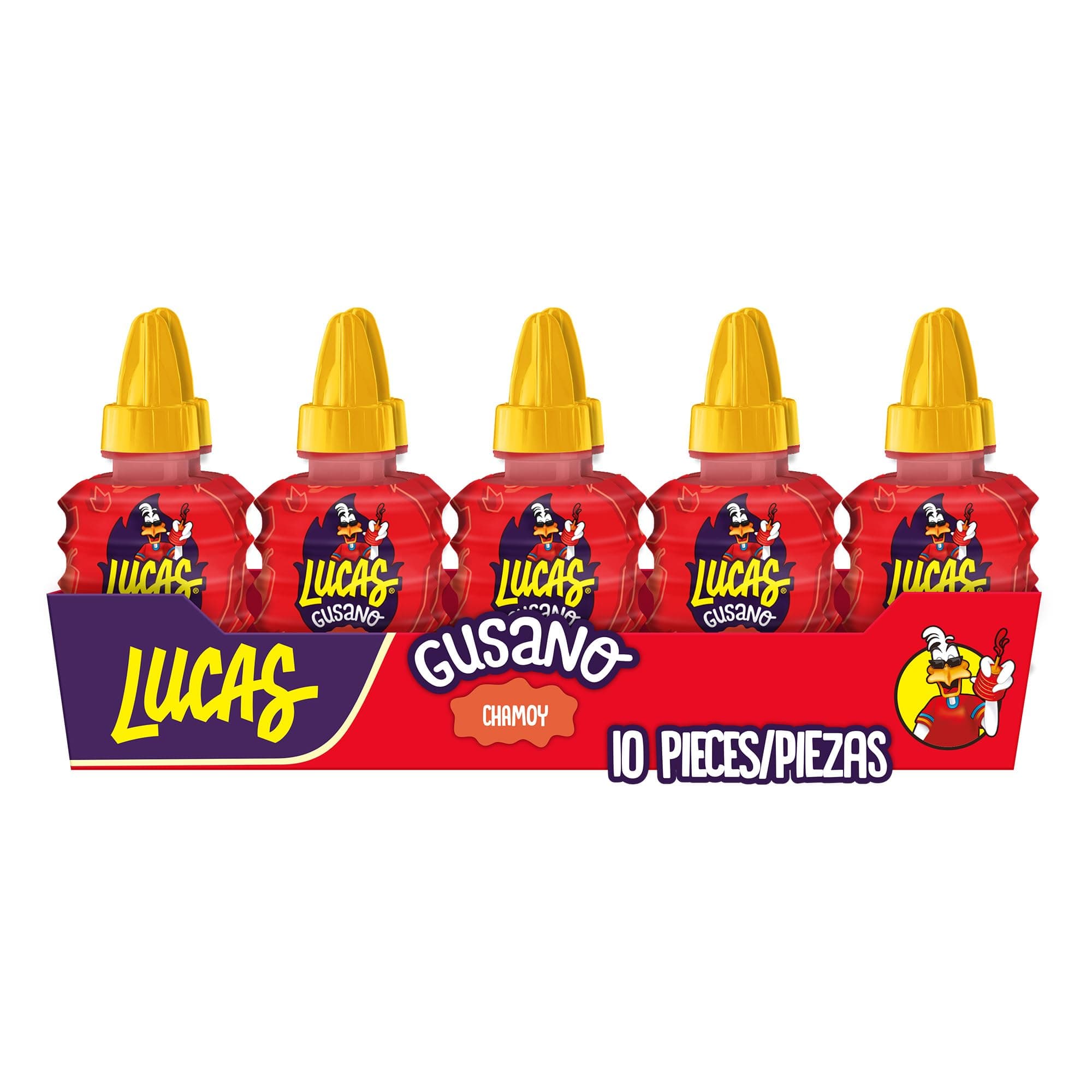 Lucas Chamoy Flavored Hot Liquid Candy, Gusano, 10 Pieces, 1.26 Ounces (Pack Of 10)