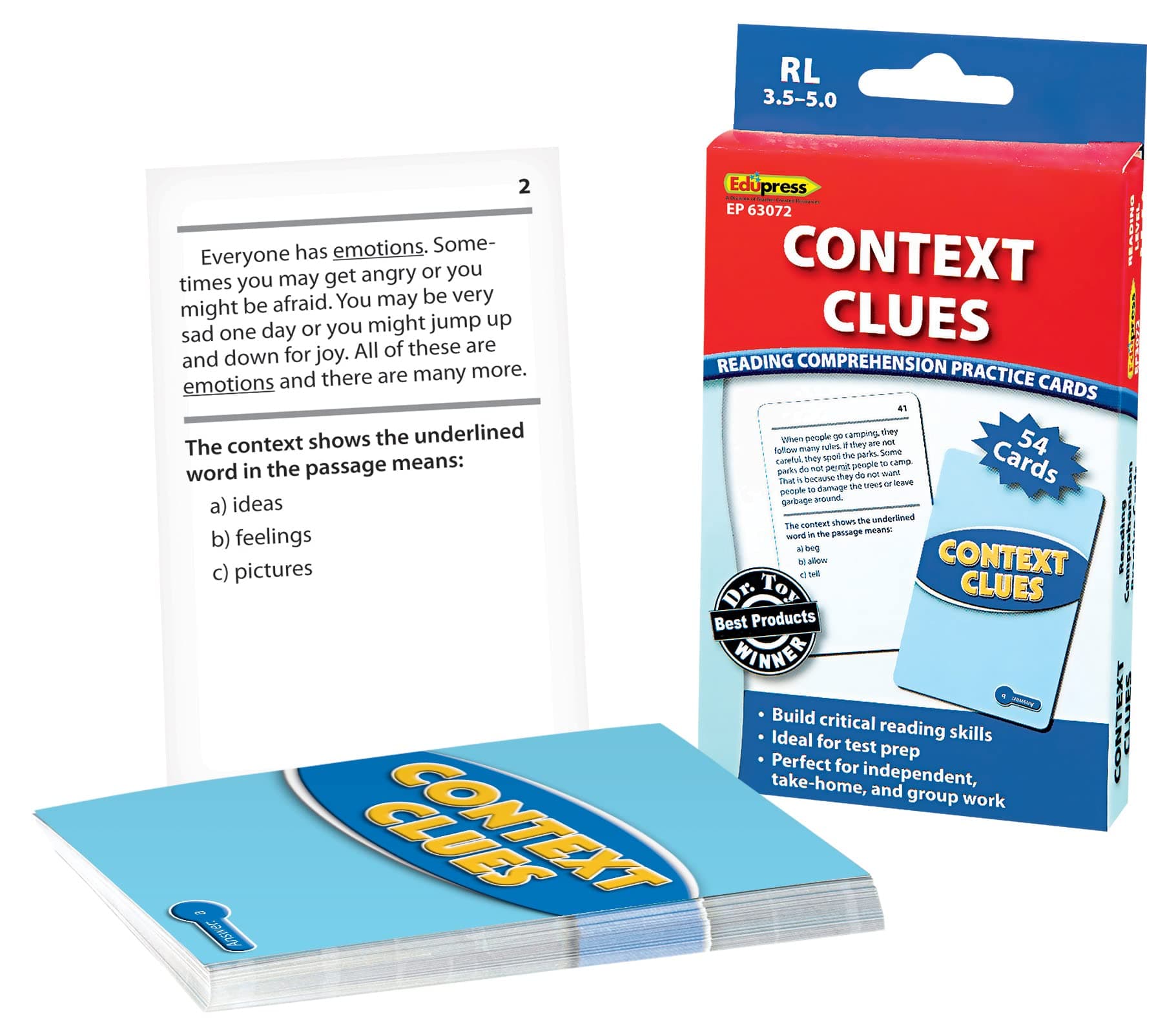 Edupress Context Clues Practice Cards, Levels 3.5-5.0,Blue
