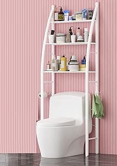 LukzerToilet Rack for Bathroom Multipurpose Storage Organizer Shelves Stand for Home, Garage, Balcony (White/166 x 47 x 25cm)