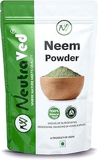 NeutraVed Neem Leaves Powder 200g, Organic Pure & Natural For Pimple-free Clear Skin, silky hair & Hair Cleanser, 200g
