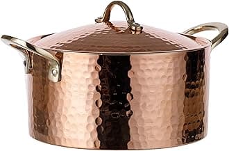 1.2MM Thick Hammered Copper Soup Pot Stew Pan Casserole Dish, 3 Quarts (7.8" x 4")