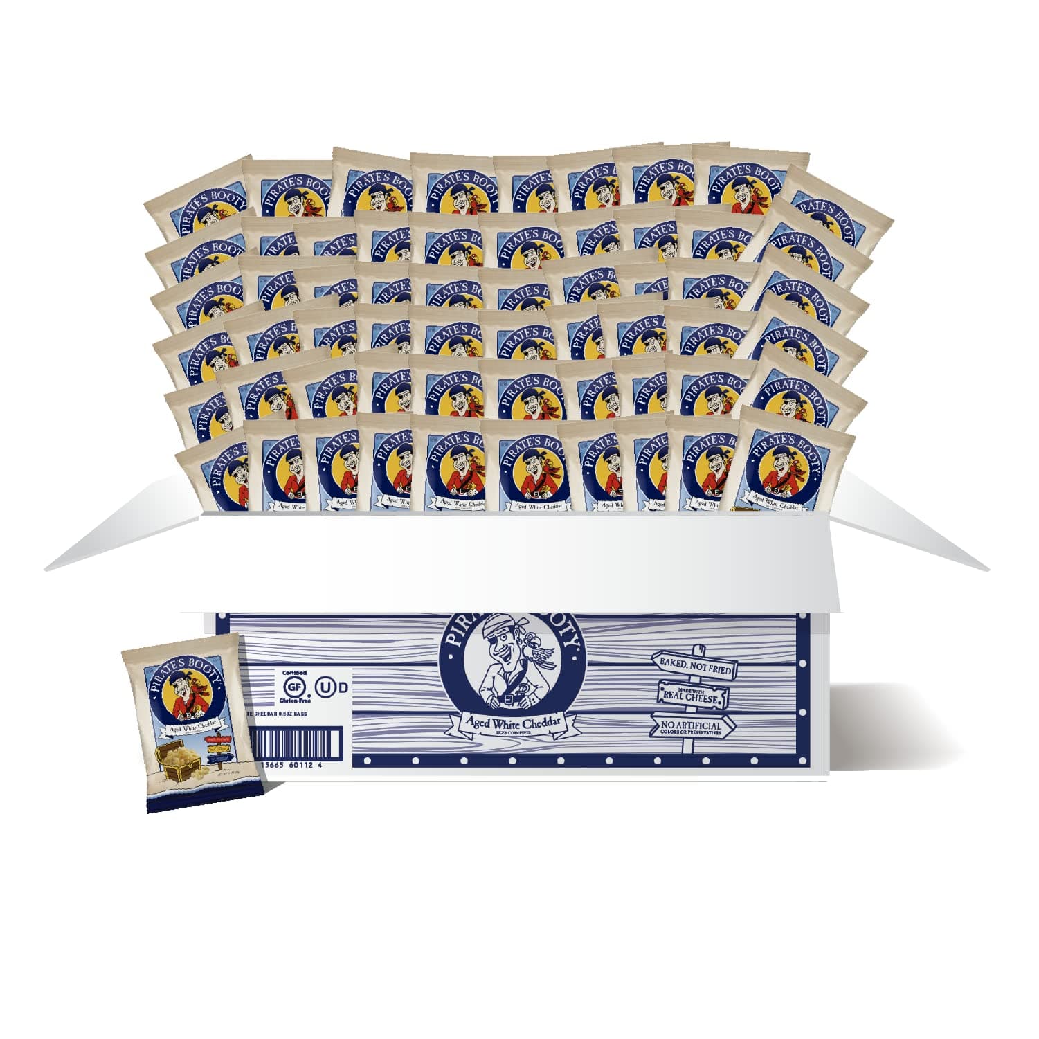 Aged White Cheddar Cheese Puffs, 60ct, 0.5oz Individual Size Bags, Gluten Free, Healthy Kids Snacks, 100 Calorie Packs