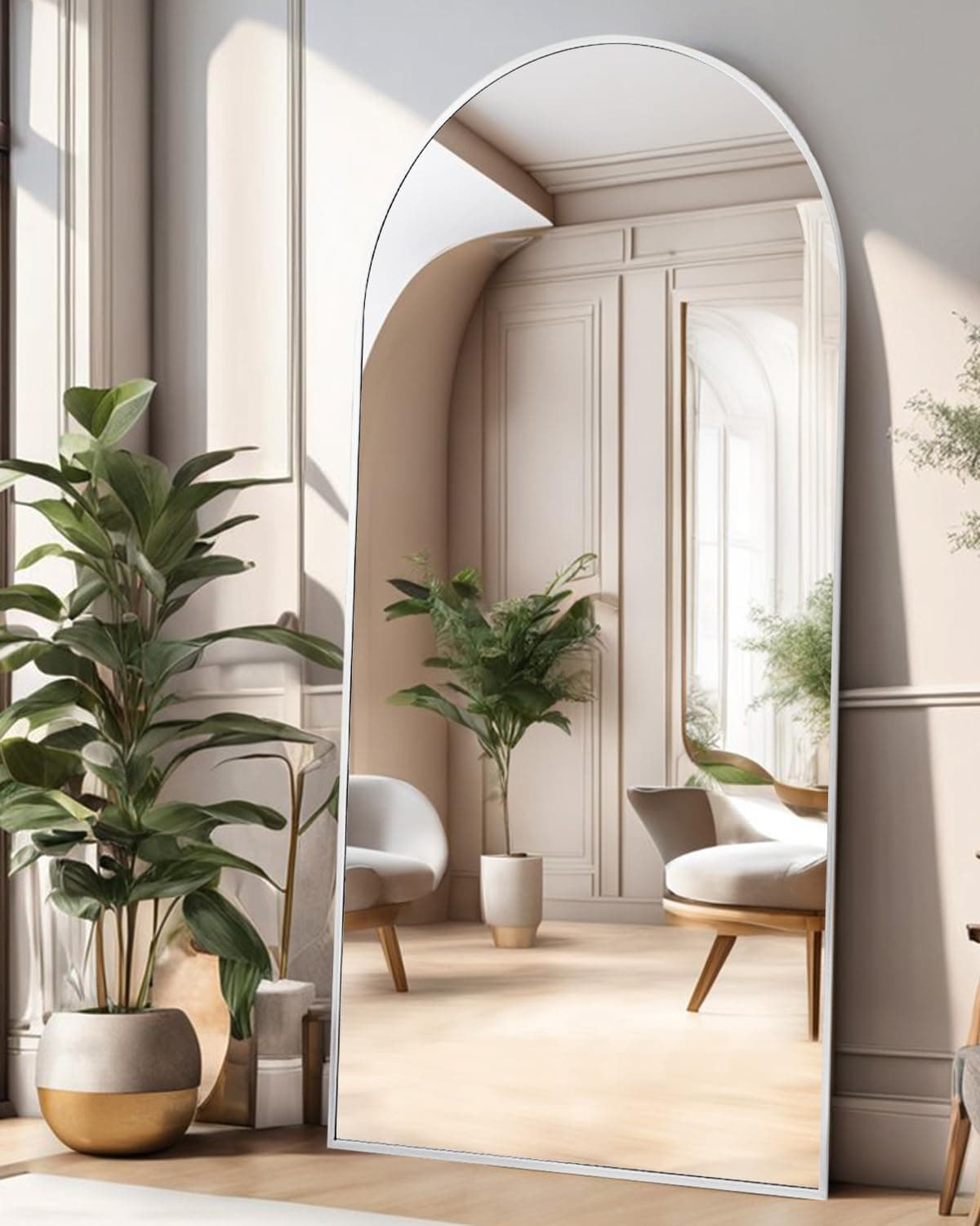 Floor Mirror, Full Length Mirror with Stand, Arched Wall Mirror, 27"x71"Mirror Full Length, Floor Mirror Freestanding, Wall Mounted Mirror for Bedroom Living Room, Silver