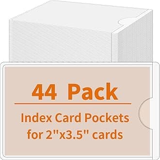 44 Pack Adhesive Pockets, Bin Labels for Storage Bins, Clear Label Holder, Index Card Holder 2x3.5 Inches, Plastic Storage Tote Labels for Organizing Bins Box Drawer