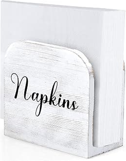 ALELION White-washed Wood Napkin Holder for Table, Wooden Upright Napkin Holders for Kitchen, Standing Napkin Dispenser for Rustic Kitchen Dining Room Party Cocktail Outdoor Decor