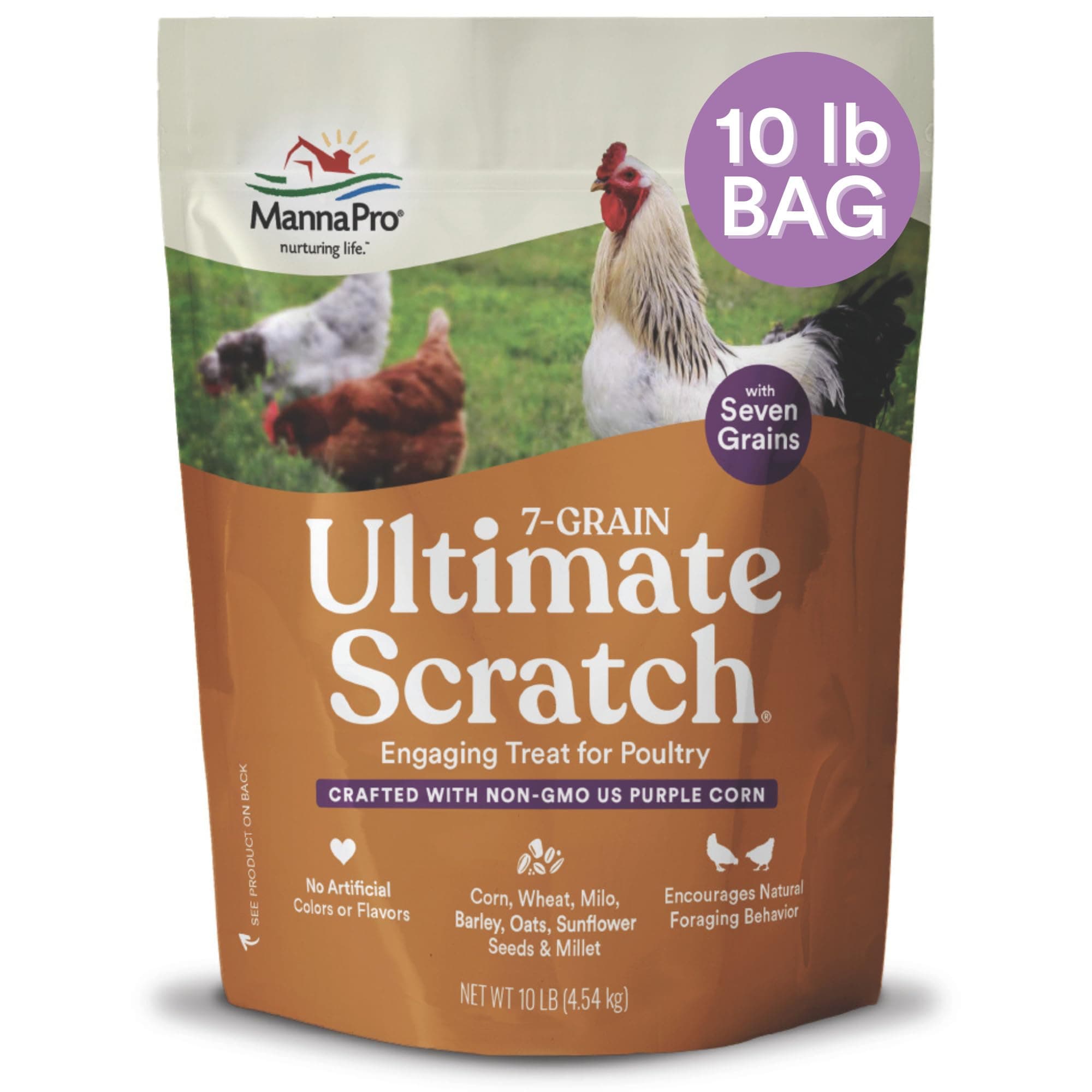 7-Grain Ultimate Chicken Scratch – Non-GMO Scratch Grain Treat for Chickens, Hens and Other Birds – Natural Multigrain Blend for Poultry and Backyard Flocks – 10 lb Bag
