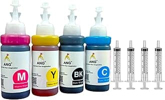 ANG Ink Refill Kit 4x100g (CMYK) for HP Canon Cartridge Printers | Easy Refill Ink Bottles with Syringes