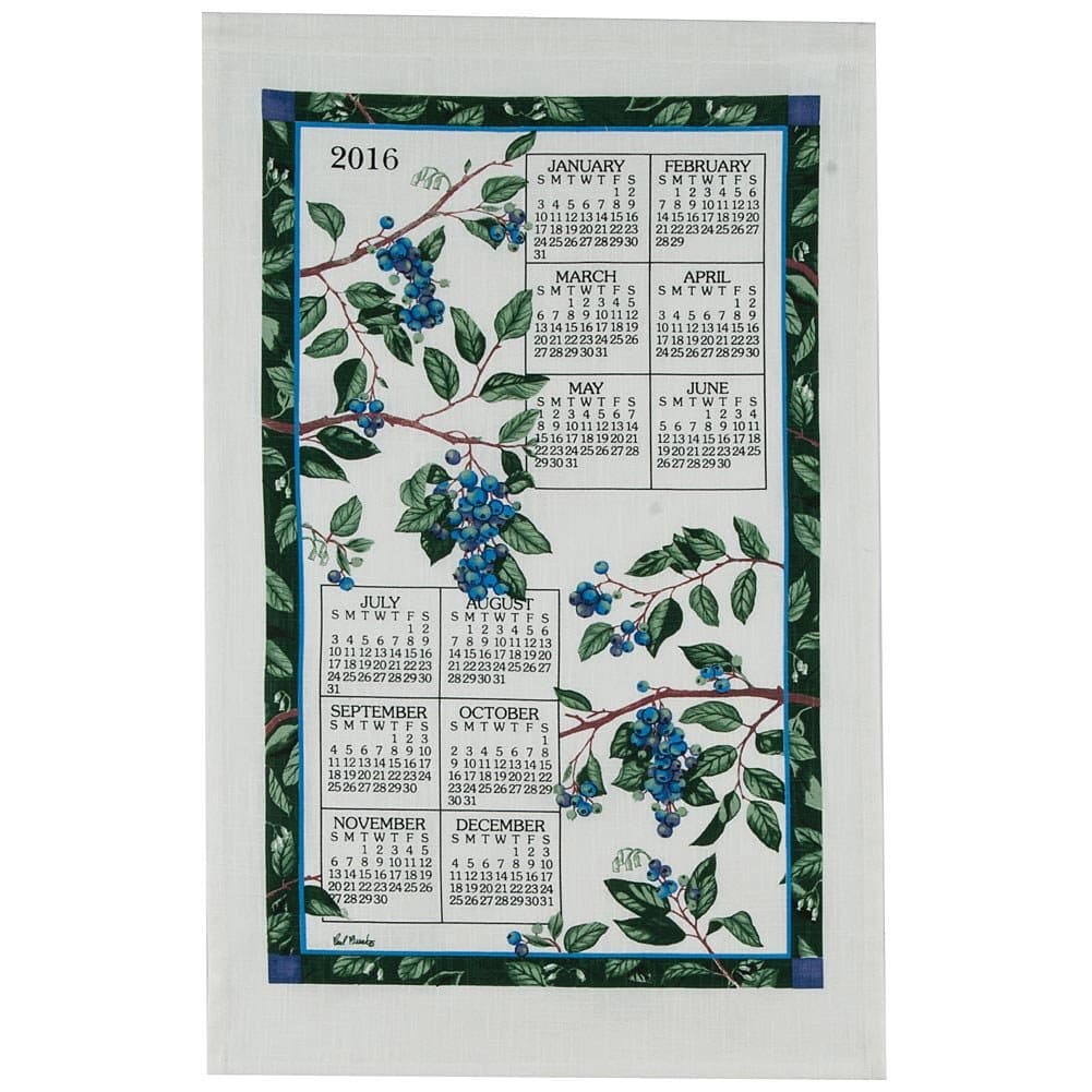 2016 Blueberries Linen Kitchen Towel Calendar