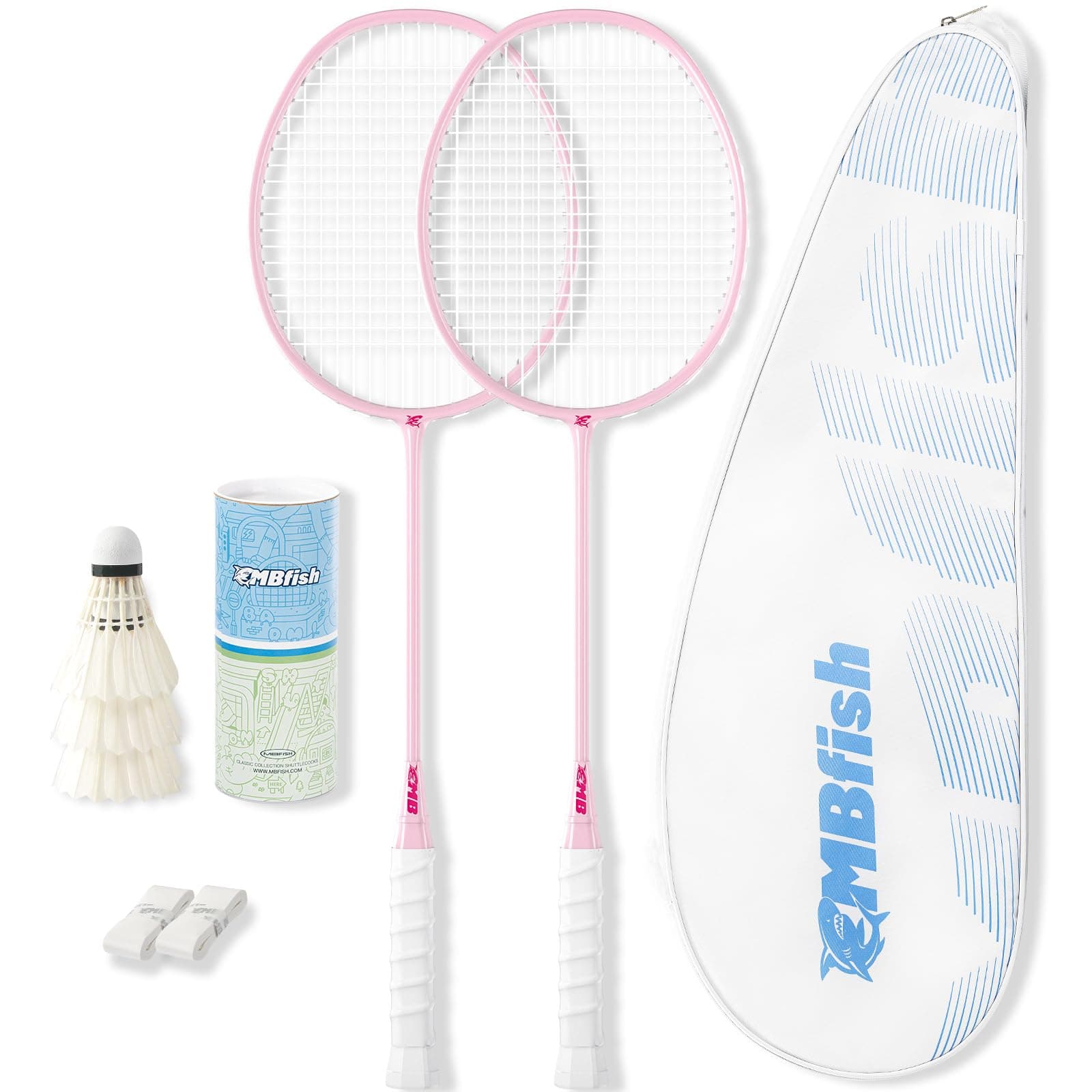 Badminton Racket Set with 2 Carbon Fiber Rackets, 3 Shuttlecocks, 2 Racket Grip Tapes and 1 Badminton Bag - Perfect for Beginners & Outdoor Games