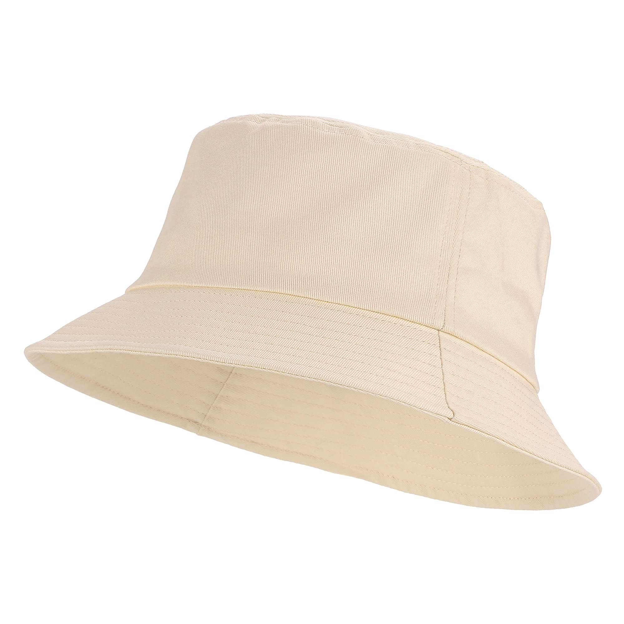 Unisex Cotton Packable Bucket Hat Sun Hat Plain Colors for Men Women