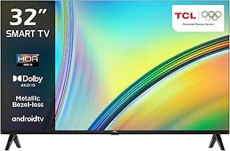 TCL 32 Inch LED HDR Full Frameless Smart TV, Android TV, Google Assistant, Dolby Audio Sound, Netflix, Youtube, Google Play Store, 32S5400AF - (2024 Model)