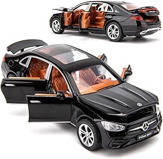 1/32 Compatible for Benz E300l Model Car, Zinc Alloy Diecast Collectible Pull Back Toy car with Sound and Light for Kids Boy Girl Gift_Black