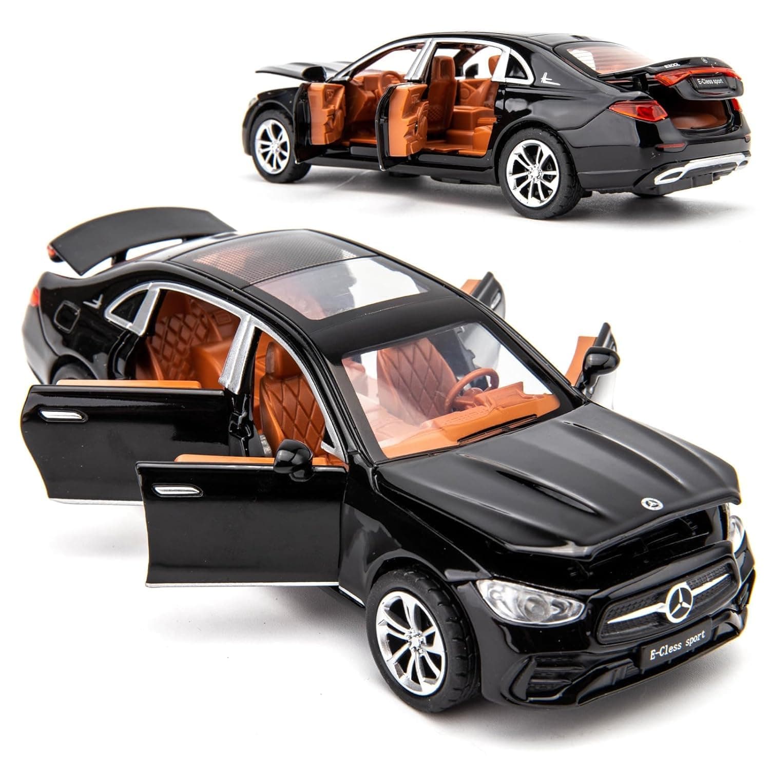 1/32 Compatible for Benz E300l Model Car, Zinc Alloy Diecast Collectible Pull Back Toy car with Sound and Light for Kids Boy Girl Gift_Black