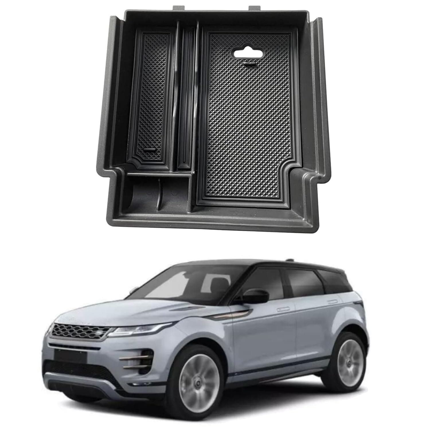 Vesul Center Console Organizer Compatible with 2020-2026 Land Rover Evoque Armrest Tray ABS Secondary Storage Tray Insert Glove Pallet Interior Accessories Armrest Storage Tray