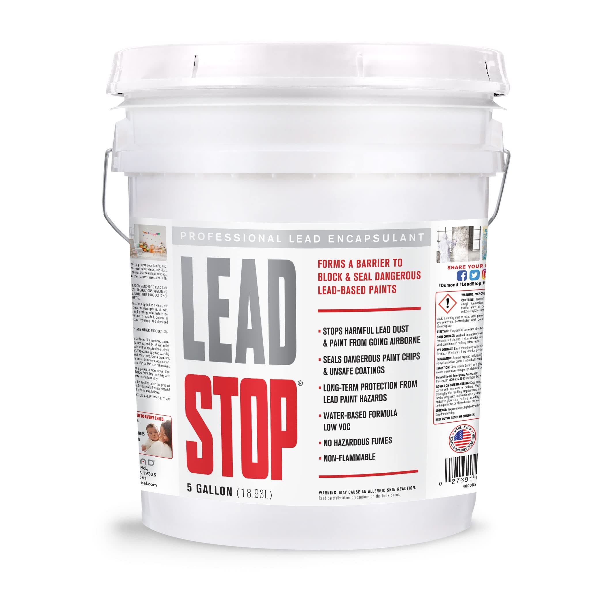Lead Stop Lead Encapsulant - Provides a Long-Lasting Barrier That Prevents Lead Dust in Lead-Based Paints & Coatings from Entering The Air - Effective Indoors & Out - 5 Gallons