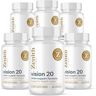 Zenith Labs Vision 20 Eye Vitamins - Lutein, Zeaxanthin, and Bilberry Extract - Supports Eye Strain, and Eye Health - Carotenoid Blend, 6 Pack