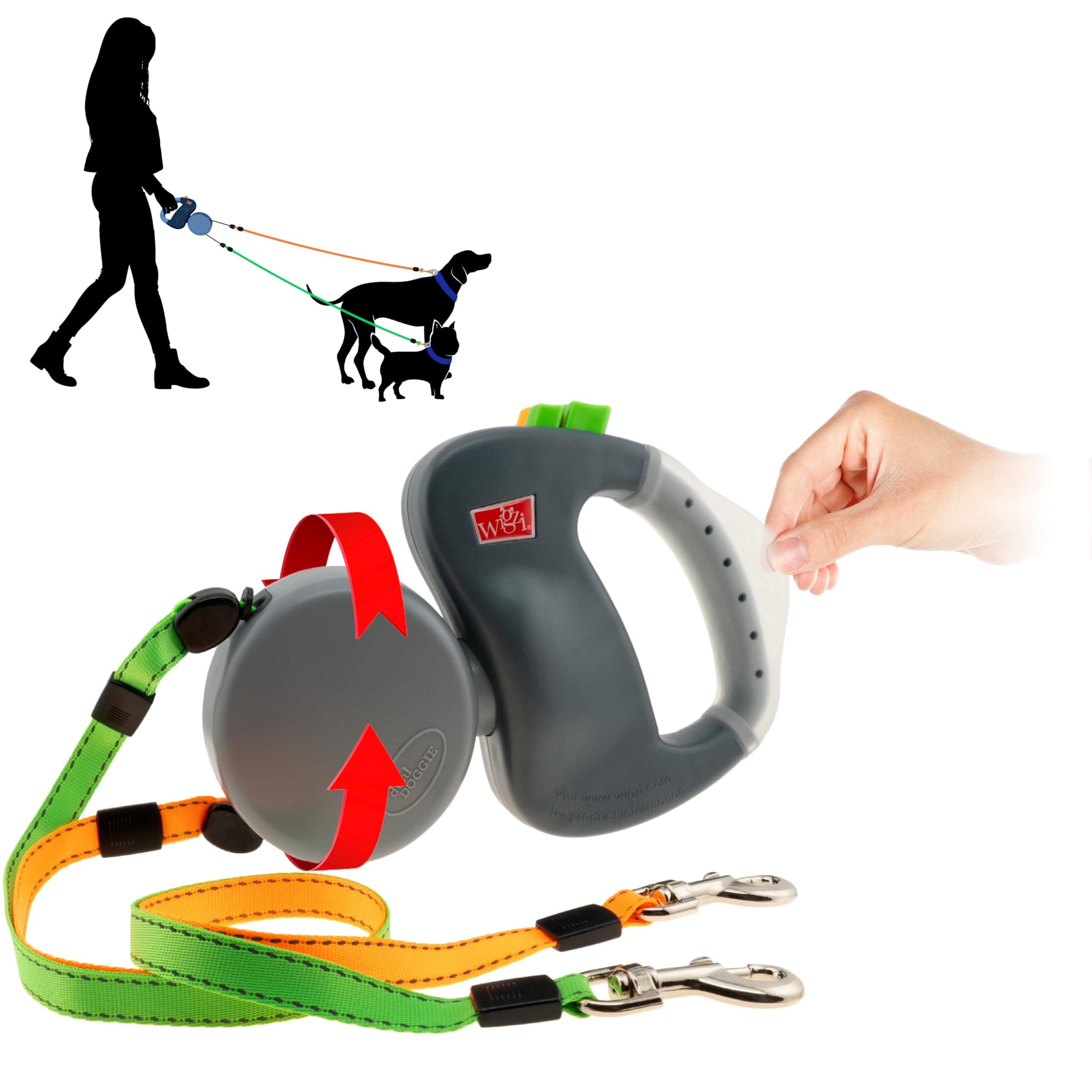 2025 Edition - 2 Dog Retractable Leash – Featuring Our Incredible Silicone Gel Handle - No Tangle Engineering. Each Dog 50 lb up to 10 ft Distance. Lock and Unlock Easily. Reflective Webbing.
