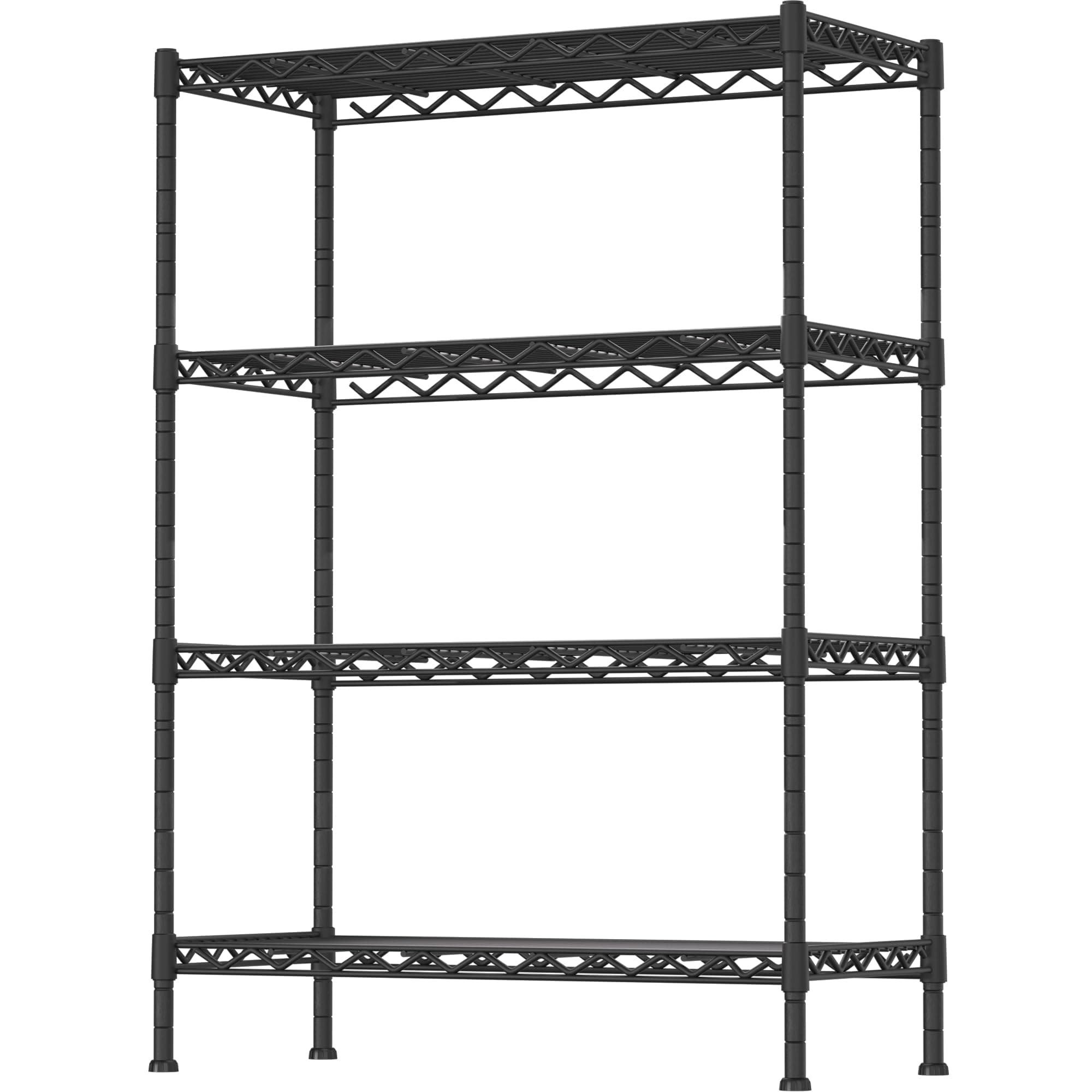 4-Shelf Adjustable Heavy Duty Storage Shelving Unit, Metal Organizer Wire Rack for Laundry Bathroom Kitchen Pantry Closet, Black