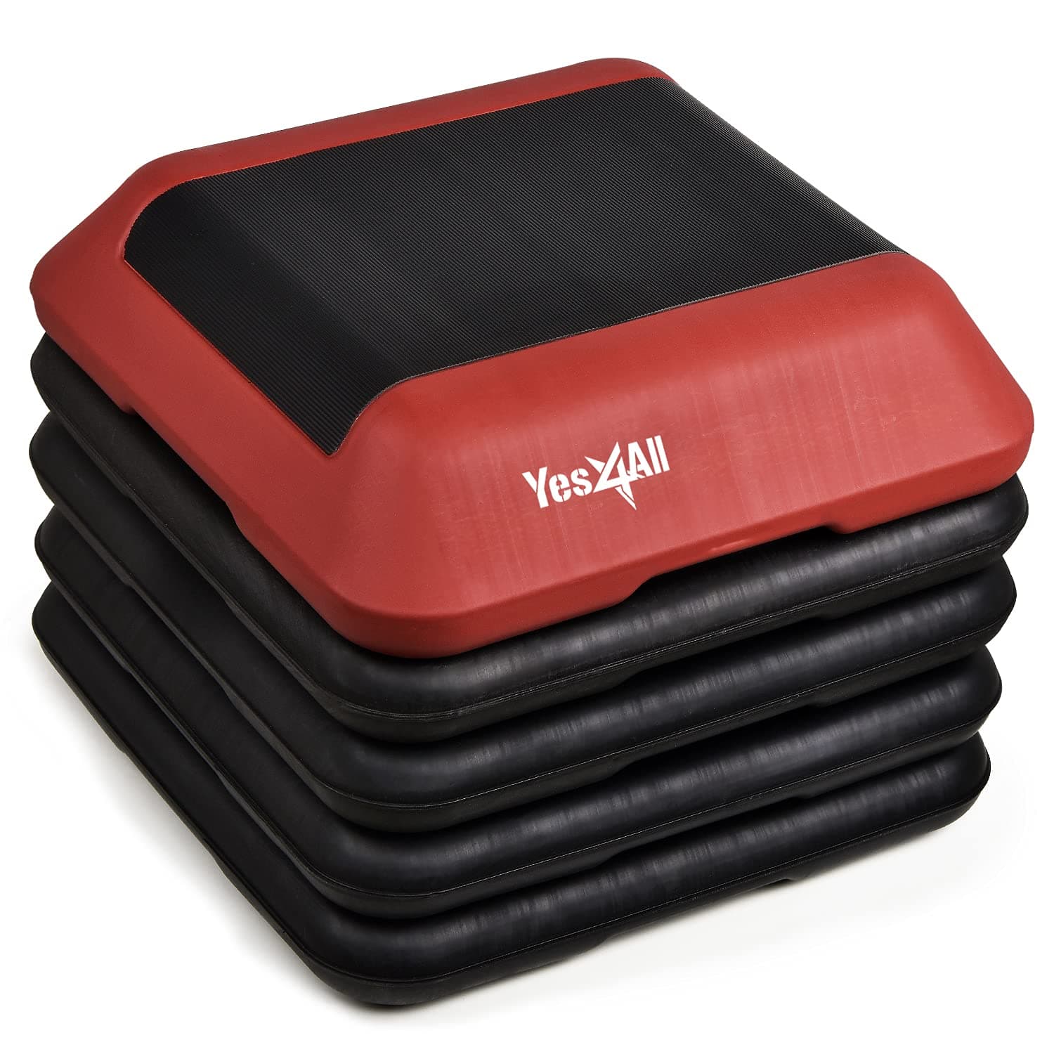 Yes4All 16"x16" Adjustable High Step Aerobic Platform with 4 Risers, Height-Adjustable 4"-6''-8''-10''-12" Step Aerobics Platform for Home Gym Exercise Fitness Workout