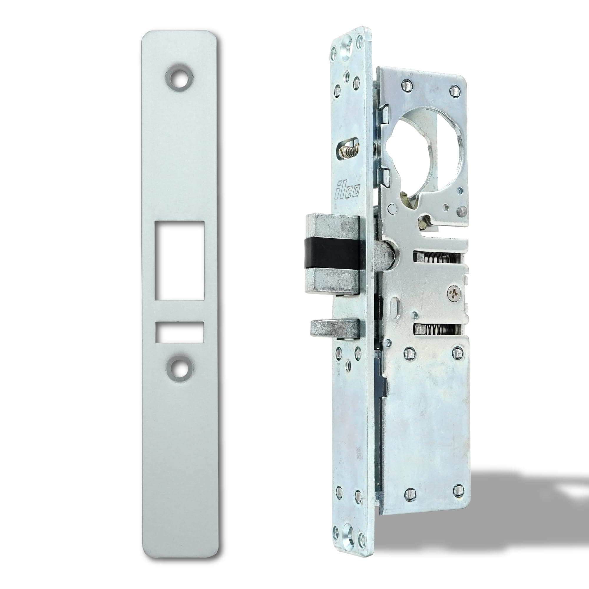 SUMMIT DOORWAREMortise Deadlatch Lock | Adams Rite Style Door Lock Replacement Parts | Exterior Door Lock Set in Aluminum Finish - 1-1/8" Backset Left Handed