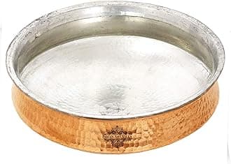 Indian Art Villa Copper Hammered Lagan Handi Chaffing Dish Pan With Tin Lining, Cookware & Serveware, Capacity -20 Liter