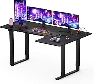 L Shape 4 Legs Electric Standing Desk 180 * 110cm Dual Motors Height Adjustable Sit Stand Home Office Workstation with Memory Smart Panel, Splice Board, Black