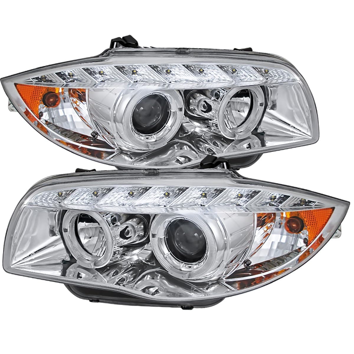 Carpartsinnovate Fits 04-11 E87 07-13 E82 E88 07-11 E81 LED Halo Clear Projector Headlights