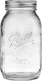 Ball Regular Mouth Quart (32 oz) Mason Jars with Lids and Bands