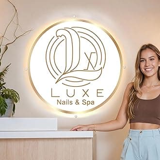 Custom Backlit Logo Sign, Personalised Floating Metallic LED Back Lit Picture Logo Sign for Business, Dimmable/RGB Light Logo for Nail Bar Spa Studio Shop Storefront Front Desk Background Wall Decor