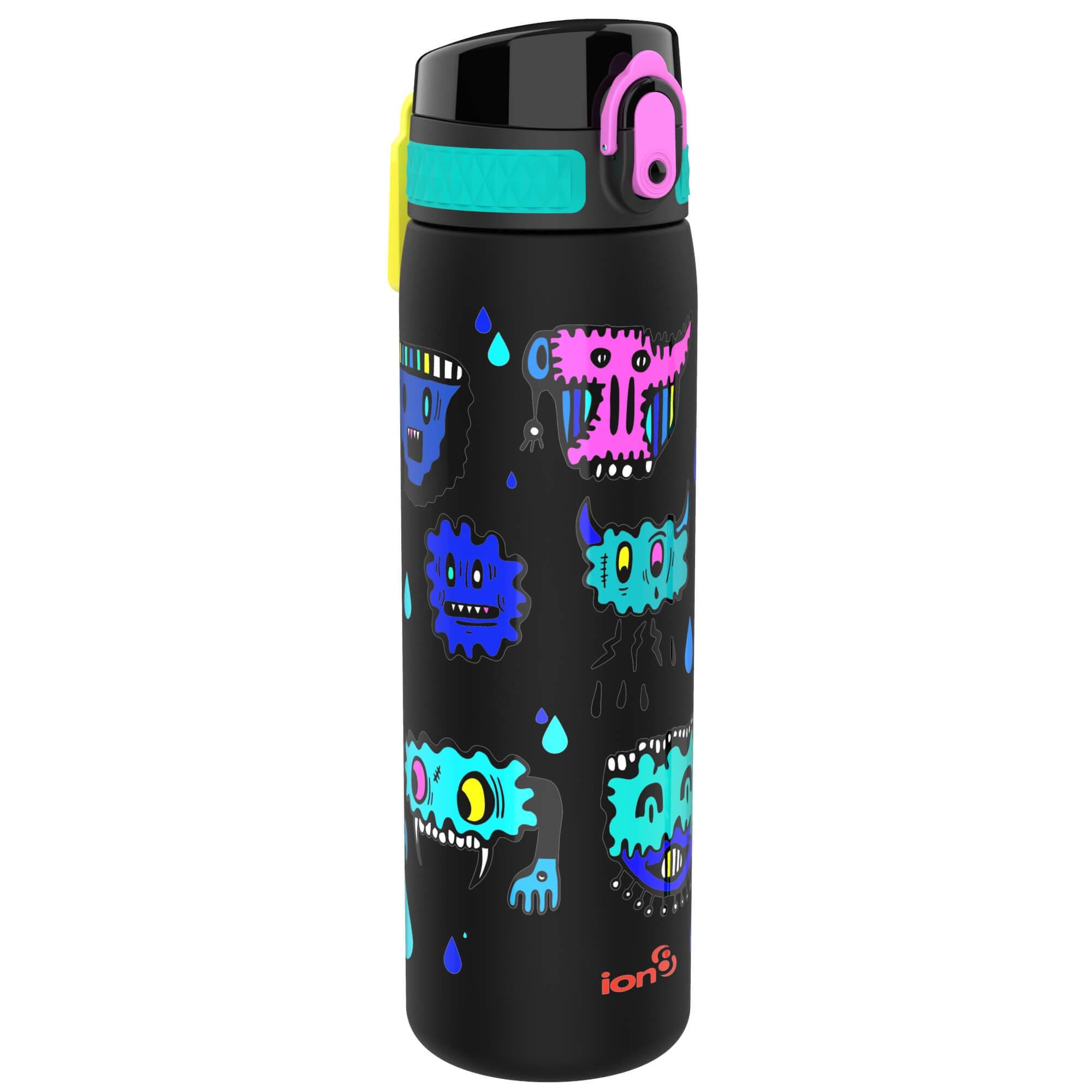 Ion8 Water Bottle, 500 ml/18 oz, Leak Proof, Easy to Open, Secure Lock, Dishwasher Safe, BPA Free, Hygienic Flip Cover, Carry Handle, Fits Cup Holders, Easy Clean, Carbon Neutral, HasWorld Design