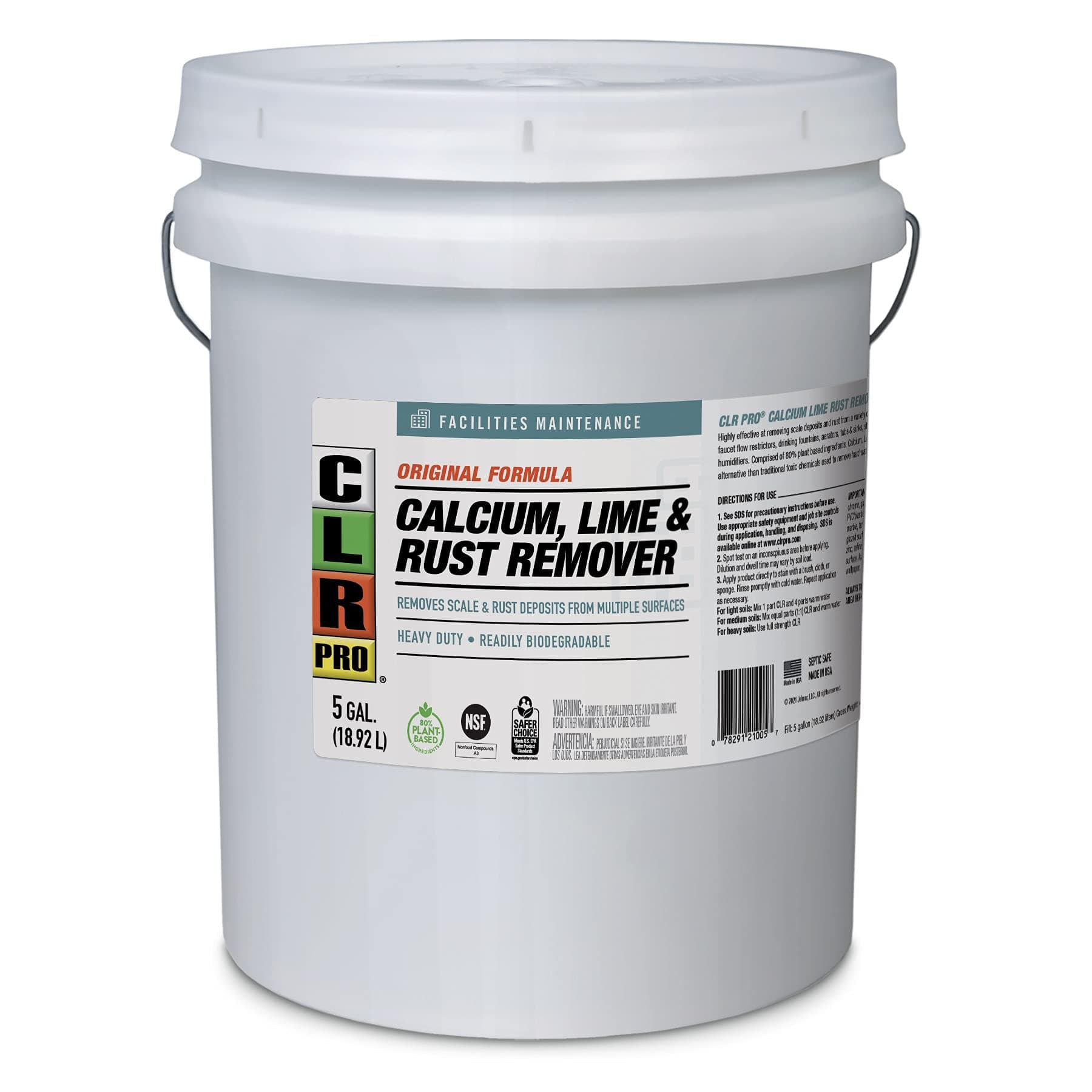 PRO Calcium, Lime & Rust Remover - Quickly Removes Calcium and Lime Deposits, Stubborn Rust Stains, and Household Hard Water Deposits, Soap Scum, and Dirt - 5 Gallon Pail