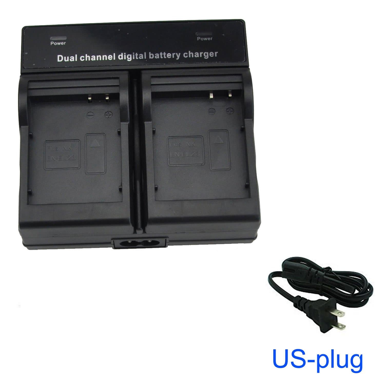 RUIZE® Brand New (US Plug) Dual Double Twin AC Battery Charger EN-EL23 ENEL23 for Nikon Coolpix P600 P610S S810C P900S Camera