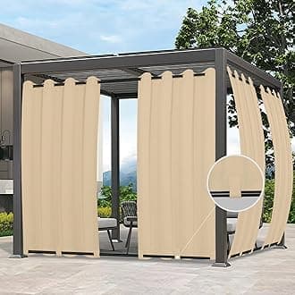 Outdoor Curtains Waterproof Windproof Weatherproof Curtain for Patio, Cabana, Porch, Pergola and Gazebo, Grommet Top and Tab Bottom Drape, 2panels, 54x96 inch, Beige