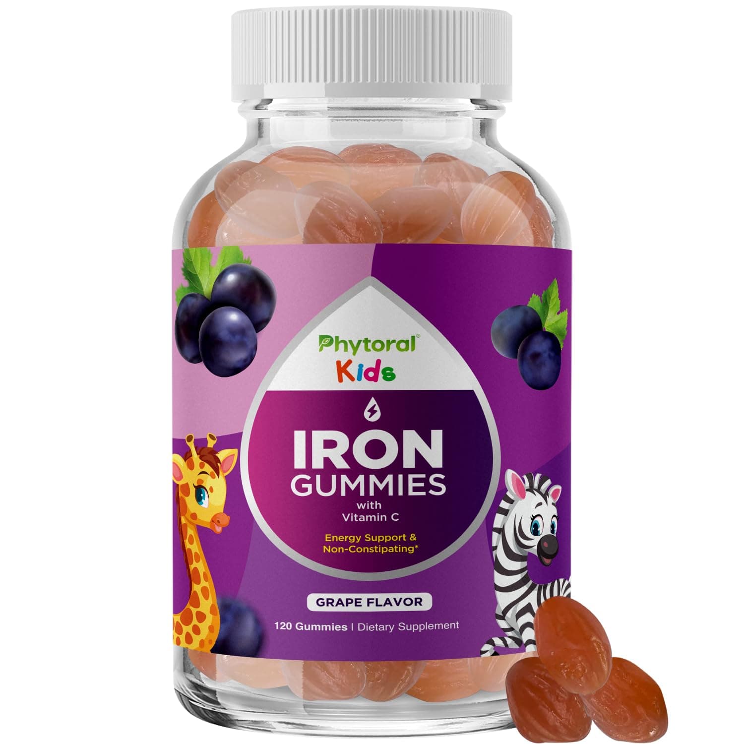 Iron Gummies with Vitamin C for Kids - Blood Builder Iron Supplements for Kids with Gentle for Stronger Immunity & Energy Support - Vitamin B6, B12, A, Niacin & Folate Gummies - Vegan & GMO -120 Count