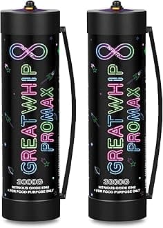 GreatWhip 3000g Whipped Cream Chargers Original Kitchen Cylinder Charger 4.4L Compatible with Cream Whippers, 2 Cylinders