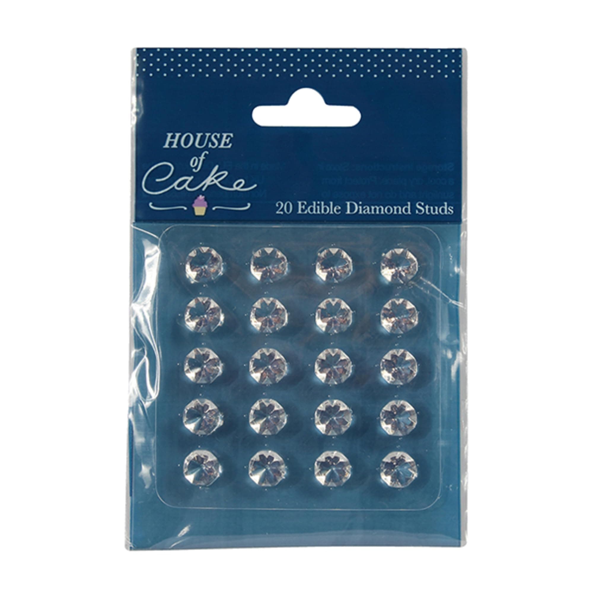 Edible Clear Jelly Gems - 10mm Diamond Studs for Cake Decorating | Ideal for Wedding Cakes & Cupcakes, Pack of 20