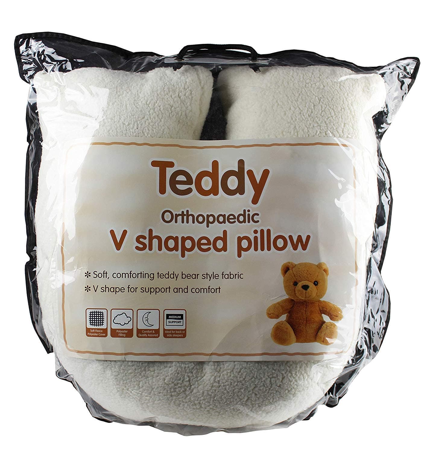 ANZ GLOBAL - Teddy Bear V Shaped Support Pillow Orthopaedic Sherpa Fleece Soft & Cosy Nursing Pillow