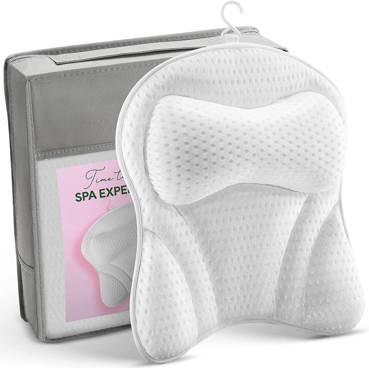 THMINS Bathtub Pillow for Tub, Bath Pillow for Neck & Back Support with Strong Suction Cups & Hook, Soft Spa Pillow for Luxurious Bathing, Hot Tub Pillow Made……