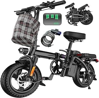 Electric Bike for Adults and Teens, 560-740W Motor, 20-25MPH Compact Commuter Folding Ebike, 32 Miles Range, 48V 10Ah Battery, 3-Level Pedal Assist, 14" Foldable Electric Bicycle, UL 2849 Certified
