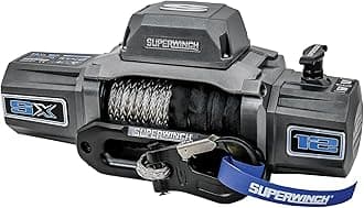 Superwinch 1712201 SX12SR 12V DC Winch 12,000lb (5,443kg) Single Line Pull with Hawse Fairlead 3/8" x 85' Synthetic Rope Corded Handheld and Wireless Remote