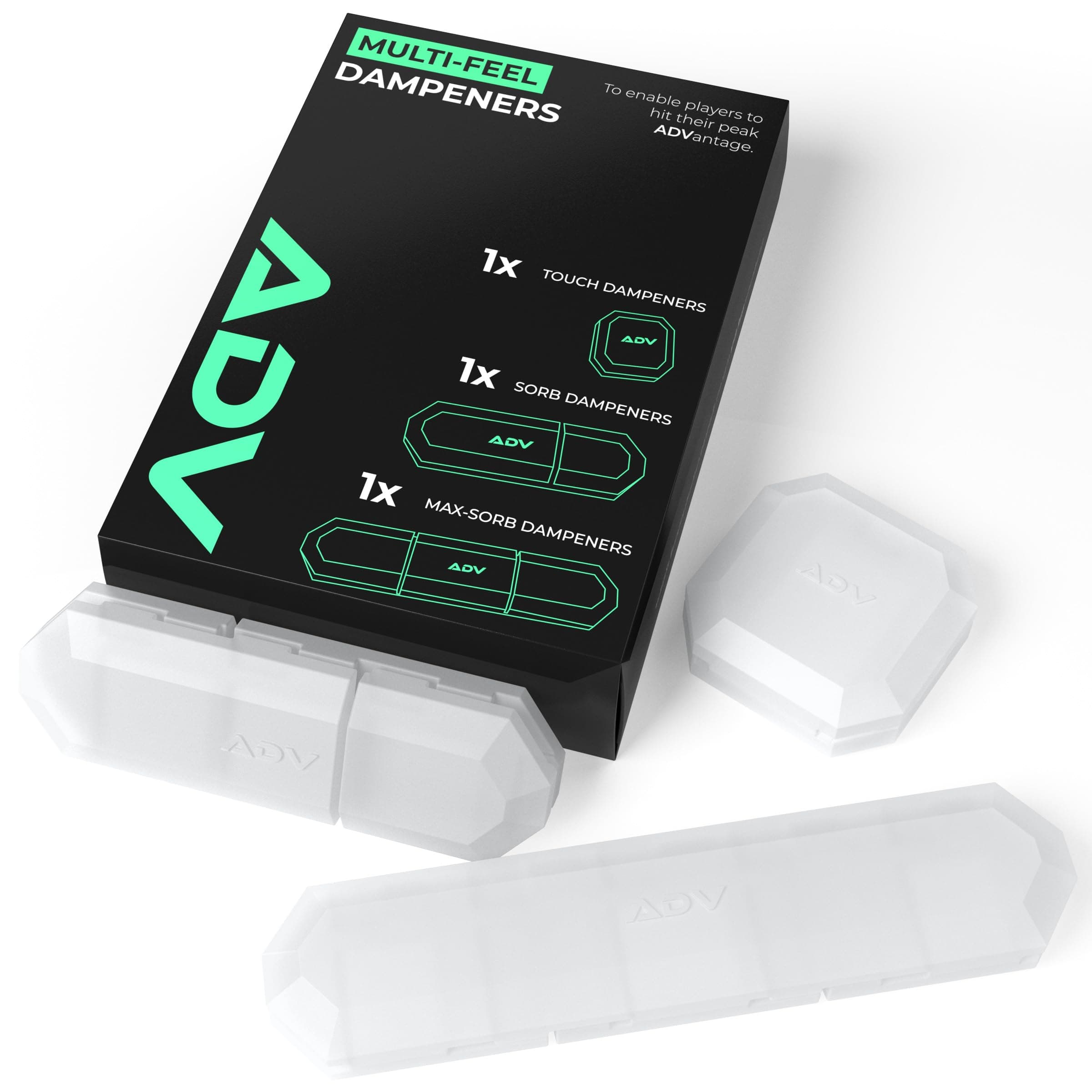 Dampener with Custom Feel - 3 Pack - Racket Shock Absorber to Reduce Vibration, Relieve Symptoms of Injury and Stay on The Racket - Engineered Poly-Silicone Tennis Racket Dampener