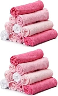 Spasilk Washcloth Wipes Set for Newborn Boys and Girls, Soft Terry Washcloth Set, Pack of 20, Pink