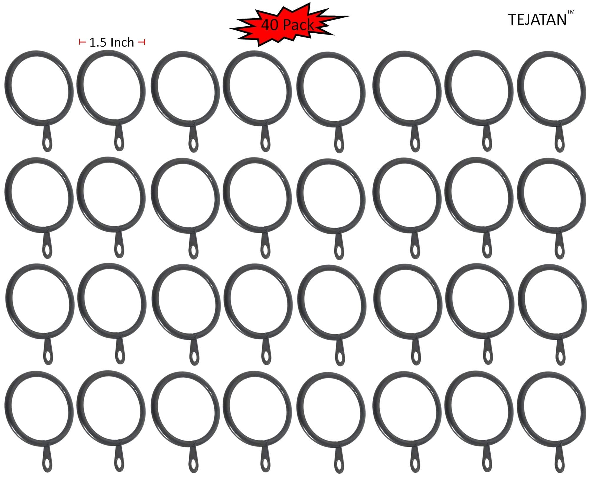 TEJATAN - Curtain Rings (40, Black)
