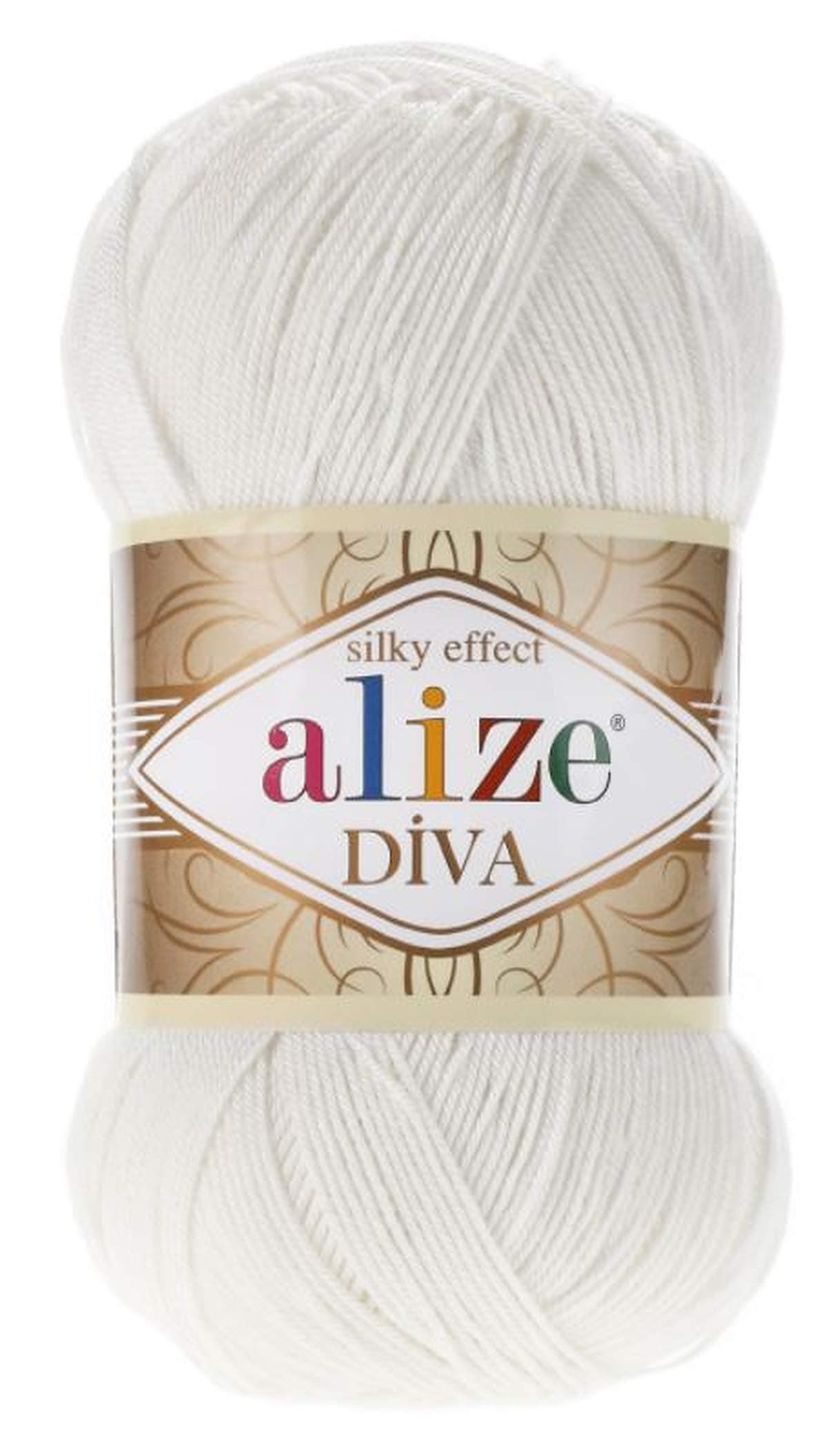 Alize Diva Silk Effect 100% Microfiber Acrylic Sport Yarn 1 Ball skeins 100gr 383yds Color (450 - Pearl)