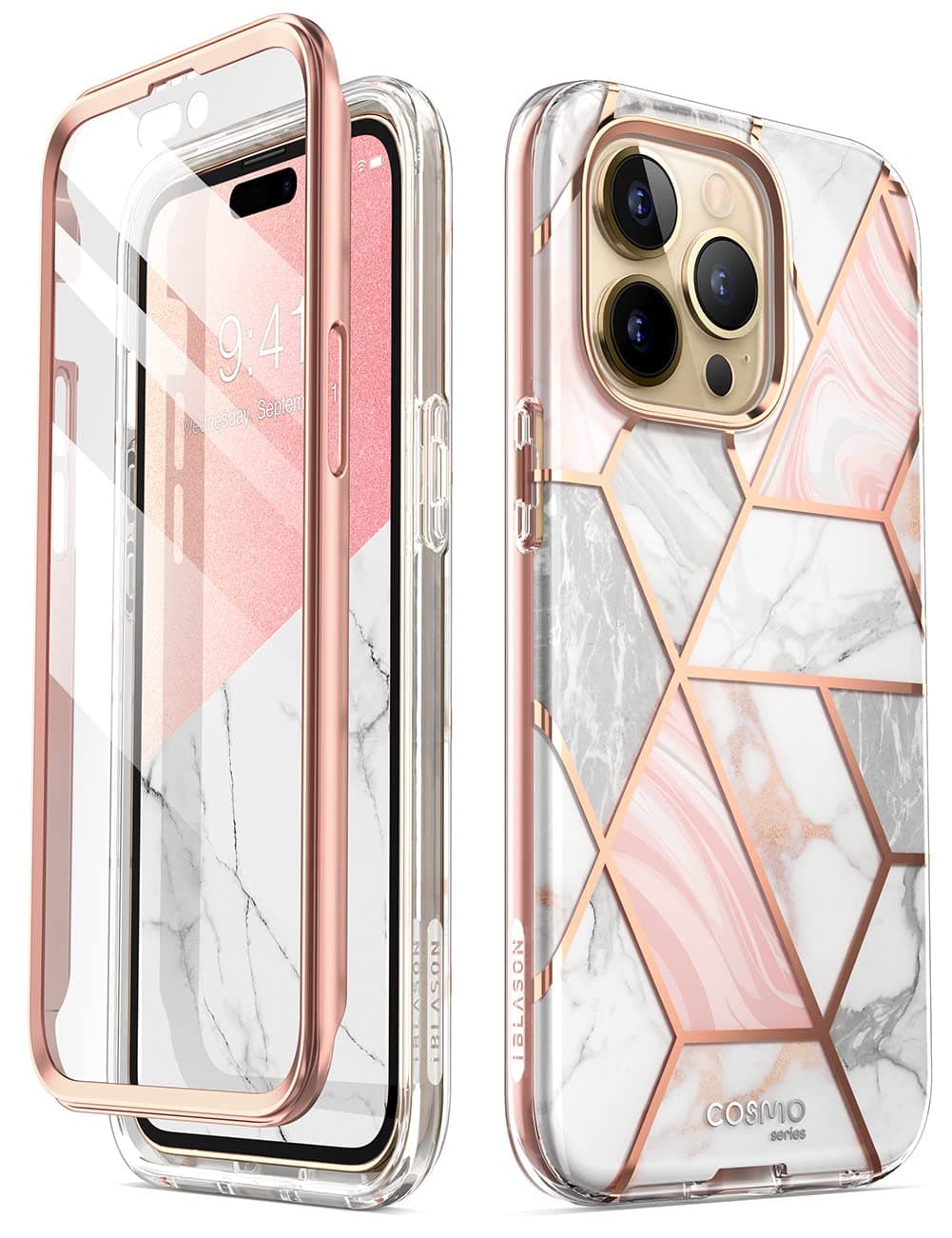 Thermoplastic Polyurethane Cosmo Series For Iphone 14 Pro Case 6.1 Inch (2022 Release), Slim Full-Body Stylish Protective Case With Built-In Screen Protector Marble