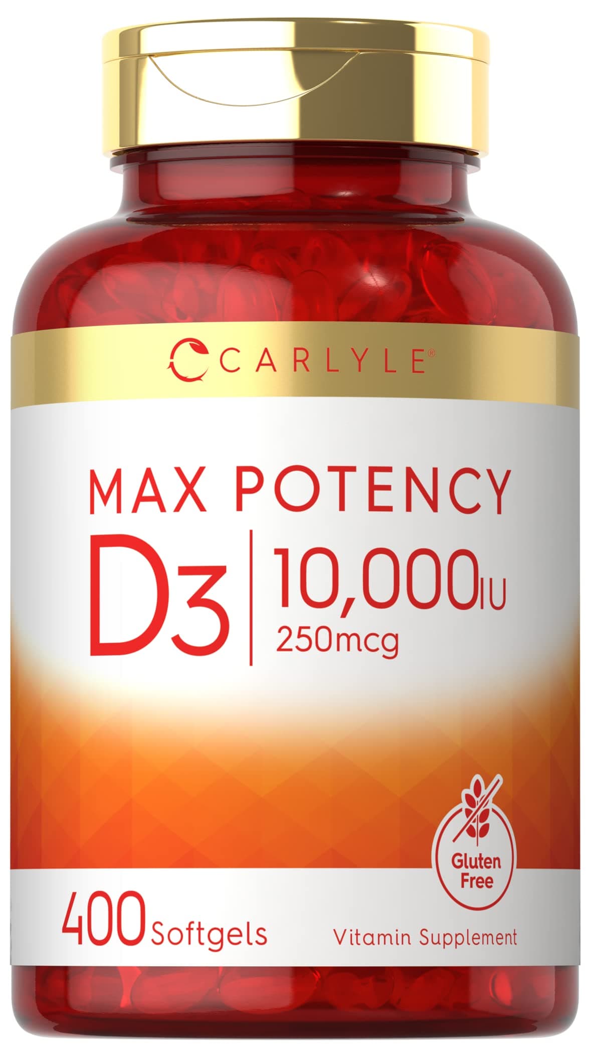 Carlyle Vitamin D 10000 IU 400 Softgels | Value Size | Max Potency | Promotes Strong Bones and Teeth | Non-GMO, Gluten Free Supplement | by Carlyle
