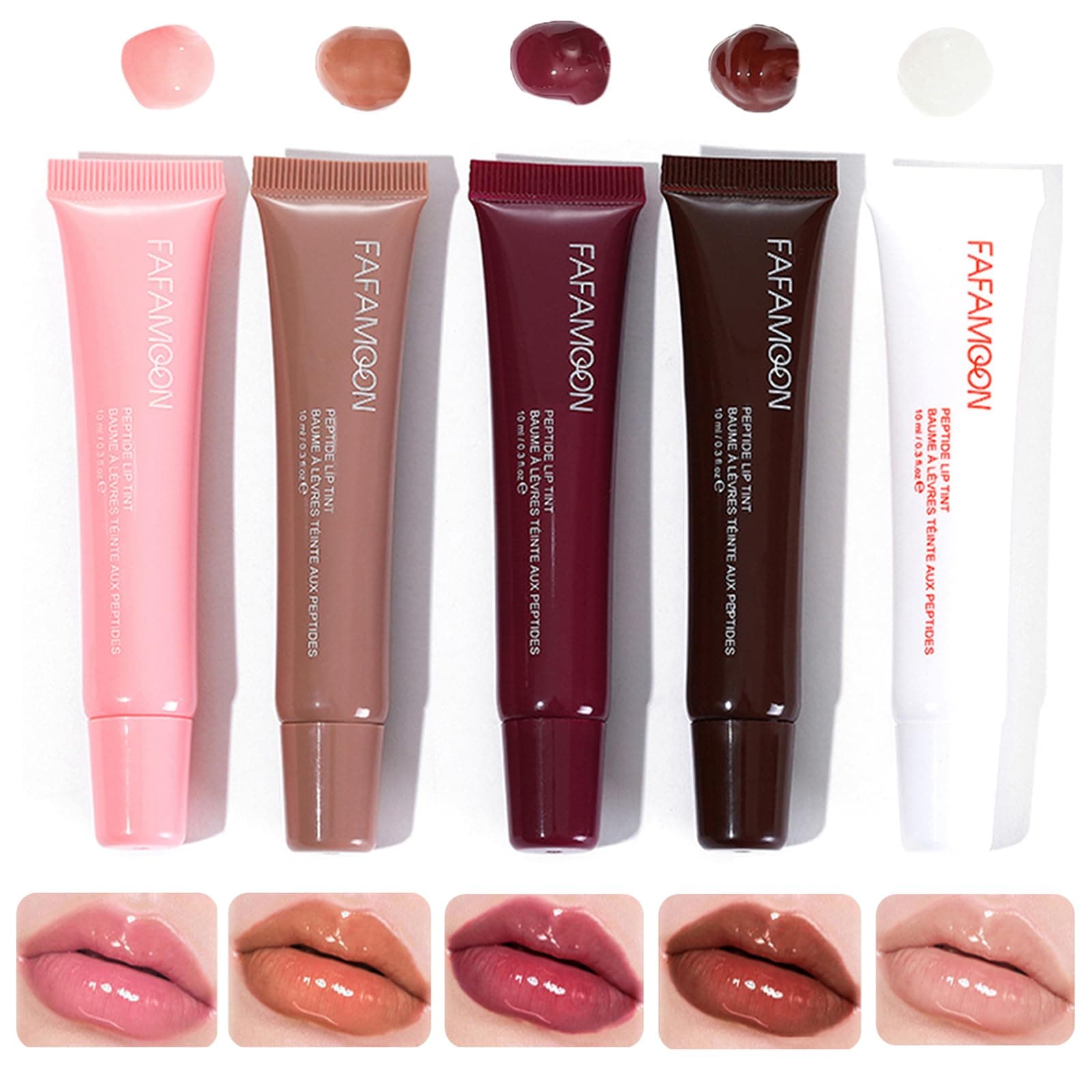 Lip Jam Hydrating Lip Gloss | Glitter Glossy Plumping Lipgloss | High Shine Glass Finish Nude Colors Shiny Jelly Liquid Lipstick for Women (5 Colors Set)