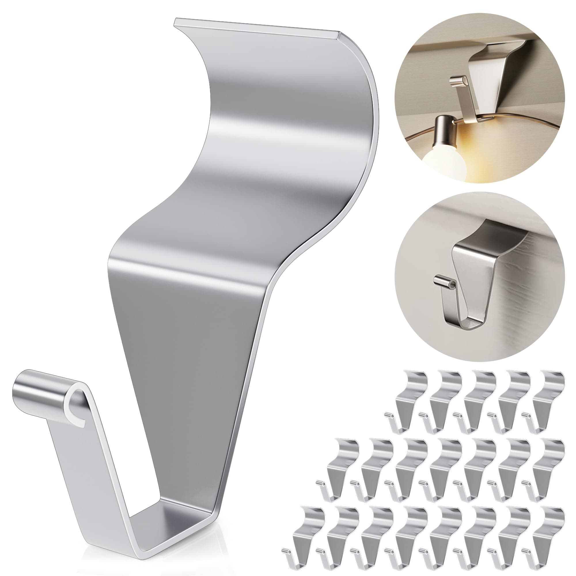 20 Pack Vinyl Siding Hooks, No Hole Siding Hanging Hangers, Heavy-Duty Stainless Steel Vinyl Siding Hanger, Reusable Siding Clips for Hanging Holiday Decorations, Plaques, String Light