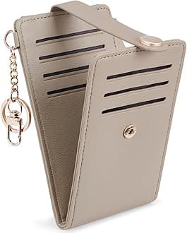 POIUGOYA Slim Wallet for Women,RFID Blocking Bifold Credit Card Holder with Zipper Coin Pocket,ID Window,Keychain