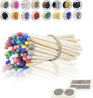 4" Inch Long Wooden Refill Matchsticks with Strike Stickers - Safety Matches Wholesale Bulk Loose by Chandler Studio (100 Pieces, Rainbow)
